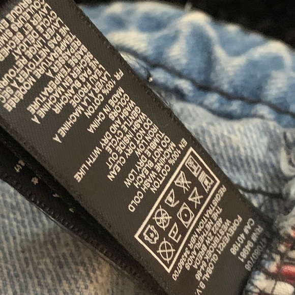 Blue Acid Wash High Waisted USA Flag Denim Shorts - Picture 2 of 10